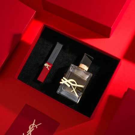【㊣免税直供】YSL圣罗兰浮雕自由两件套套装 内含:浮雕小红条口红21#自由之水50ml