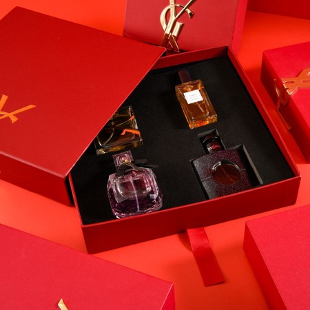 【㊣免税直供】YSL圣罗兰香水中样30ml四件套红盒 30ml×4带喷头 自由之香，鸦片，西装，巴黎